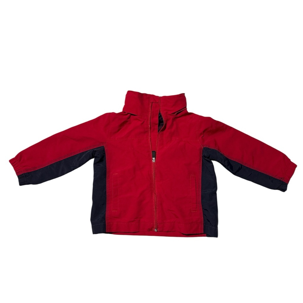 Lands' End Kids‎ Red & Navy Blue Hooded Windbreaker Jacket - Size 4